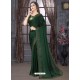 Dark Green Designer Party Wear Pure Satin Sari