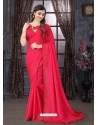 Dark Peach Designer Party Wear Pure Satin Sari