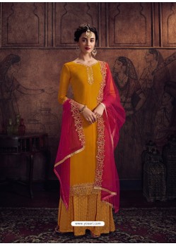 Mustard Designer Heavy Party Wear Palazzo Salwar Suit