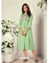 Sea Green Designer Readymade Party Wear Rayon Kurti