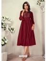 Maroon Designer Readymade Party Wear Rayon Kurti