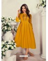 Mustard Designer Readymade Party Wear Rayon Kurti