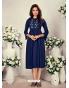 Navy Blue Designer Readymade Party Wear Rayon Kurti