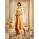 Light Orange Designer Readymade Party Wear Rayon Floor Length Kurti