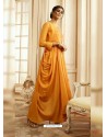 Yellow Designer Readymade Party Wear Rayon Floor Length Kurti