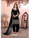 Black Heavy Designer Party Wear Art Silk Punjabi Patiala Suit