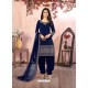 Dark Blue Heavy Designer Party Wear Art Silk Punjabi Patiala Suit
