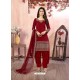 Maroon Heavy Designer Party Wear Art Silk Punjabi Patiala Suit