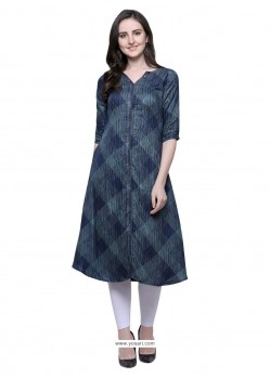 Navy Blue Latest Designer Readymade Party Wear Kurti