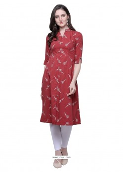 Tomato Red Latest Designer Readymade Party Wear Kurti