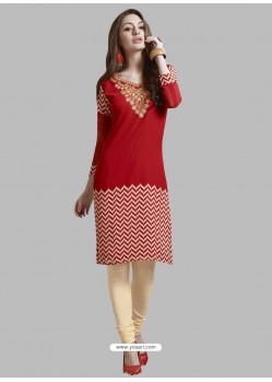 Red Latest Designer Readymade Party Wear Kurti