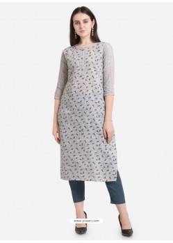 Light Grey Latest Designer Readymade Party Wear Kurti