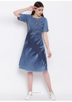 Blue Latest Designer Readymade Party Wear Kurti