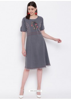 Grey Latest Designer Readymade Party Wear Kurti