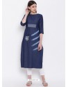 Navy Blue Latest Designer Readymade Party Wear Kurti