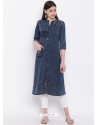 Navy Blue Latest Designer Readymade Party Wear Kurti