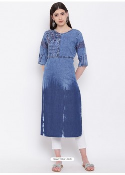 Dark Blue Latest Designer Readymade Party Wear Kurti