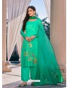 Jade Green Designer Cotton Silk Palazzo Salwar Suit