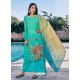 Aqua Mint Designer Cotton Silk Palazzo Salwar Suit