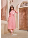 Peach Designer Readymade Party Wear Kurti With Palazzo