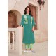 Teal Designer Readymade Party Wear Kurti With Palazzo