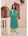 Teal Designer Readymade Party Wear Kurti With Palazzo