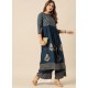 Navy Blue Designer Readymade Party Wear Kurti With Palazzo