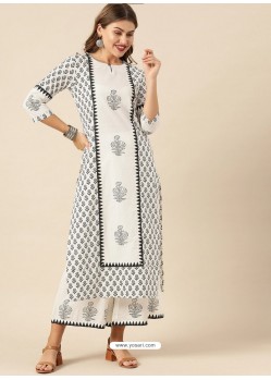 White Designer Readymade Party Wear Kurti With Palazzo