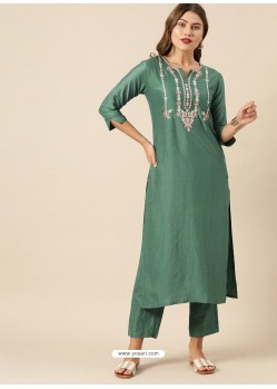 Dark Green Designer Readymade Party Wear Kurti With Palazzo