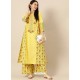 Yellow Designer Readymade Party Wear Kurti With Palazzo