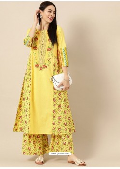 Yellow Designer Readymade Party Wear Kurti With Palazzo