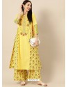 Yellow Designer Readymade Party Wear Kurti With Palazzo