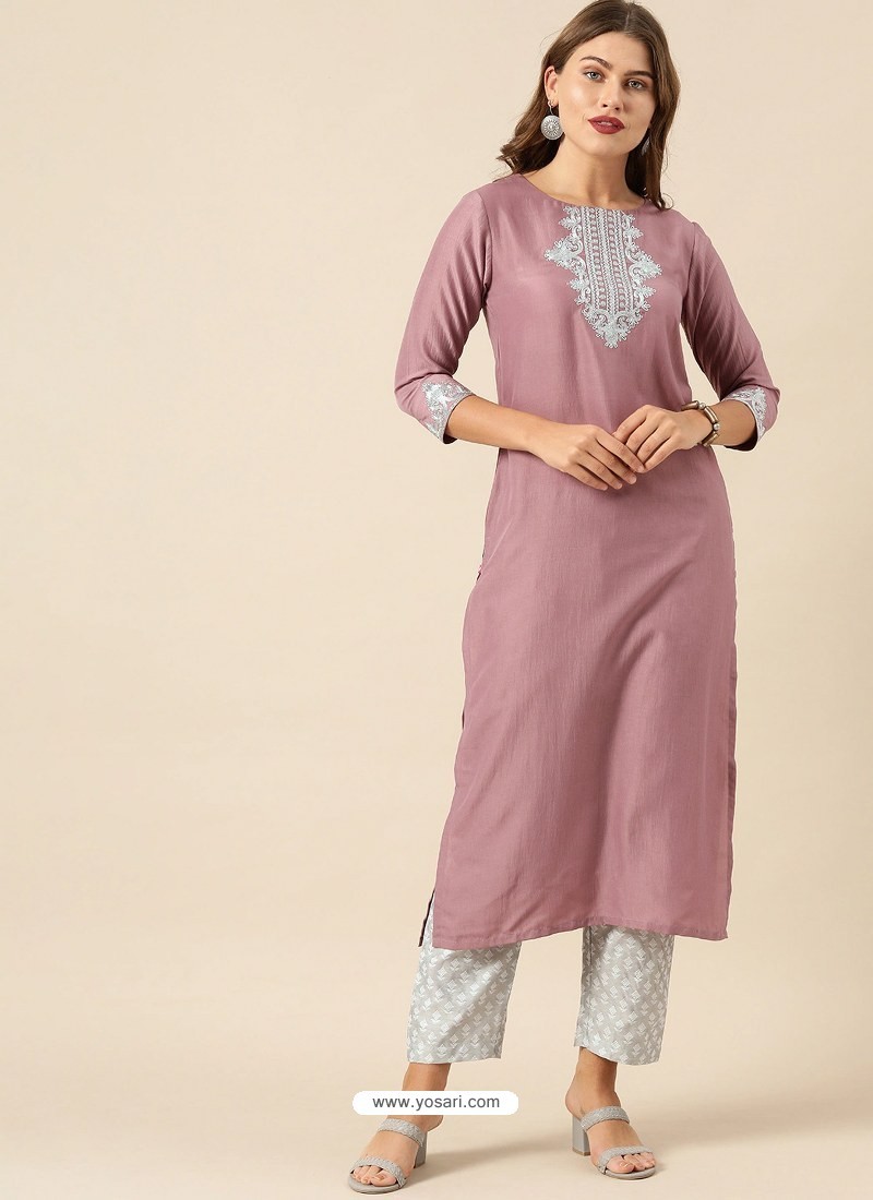 Buy Old Rose Designer Readymade Party Wear Kurti With Palazzo | Party ...