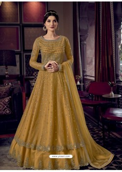 Mustard Stunning Indo Western Designer Wedding Anarkali Suit