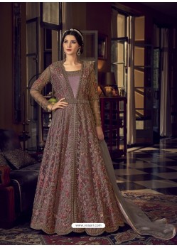 Dusty Pink Stunning Indo Western Designer Wedding Anarkali Suit
