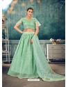 Sea Green Designer Bridal Wear Soft Net Lehenga Choli