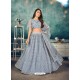 Grey Designer Bridal Wear Soft Net Lehenga Choli