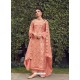Peach Designer Party Wear Pure Silk Jacquard Salwar Suit