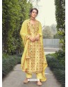 Lemon Designer Party Wear Pure Silk Jacquard Salwar Suit