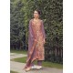 Lavender Designer Party Wear Pure Silk Jacquard Salwar Suit