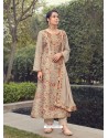 Light Beige Designer Party Wear Pure Silk Jacquard Salwar Suit