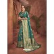 Teal Dazzling Designer Party Wear Banarasi Silk Sari