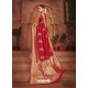 Red Dazzling Designer Party Wear Banarasi Silk Sari