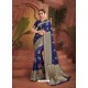 Dark Blue Dazzling Designer Party Wear Banarasi Silk Sari