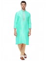 Aqua Mint Readymade Designer Party Wear Kurta Pajama For Men