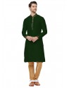 Dark Green Readymade Designer Party Wear Kurta Pajama For Men