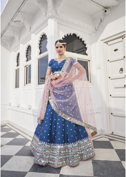 Dark Blue Latest Designer Wedding Wear Heavy Silk Lehenga Choli