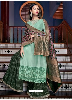 Aqua Mint Latest Designer Heavy Wedding Wear Suit