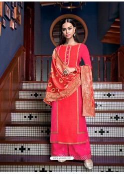 Dark Peach Latest Designer Heavy Wedding Wear Suit