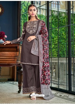 Coffee Latest Designer Heavy Wedding Wear Suit